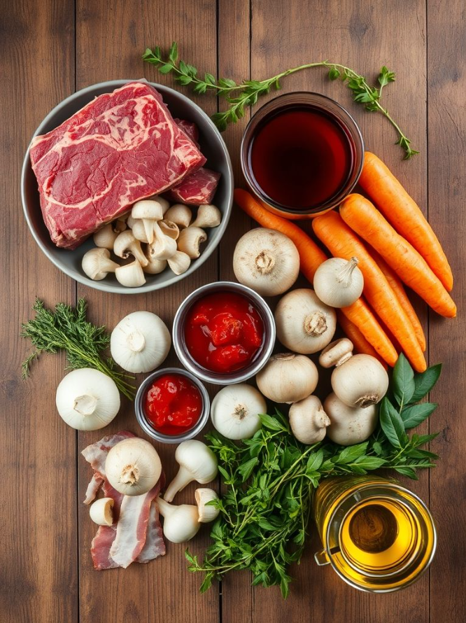 Classic Beef Bourguignon ingredients